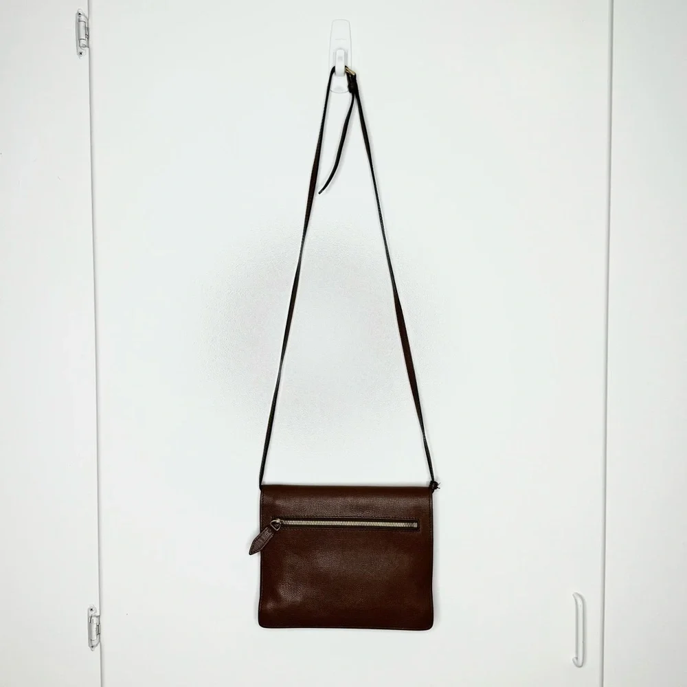 BURBERRY Derby Calfskin House Check Small Macken Crossbody Bag Tan